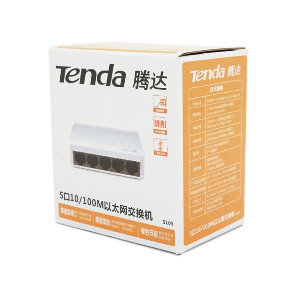 Коммутатор Tenda S105 5 портов Ethernet 10/100 Мбит/сек, + переходник, BOX Q120 S105 фото