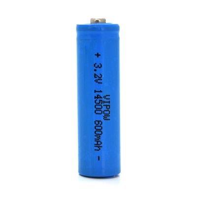 Литий-железо-фосфатный аккумулятор 14500 Lifepo4 Vipow IFR14500 TipTop, 600mAh, 3.2V, Blue Q50/500 IFR14500-600mAhTT фото