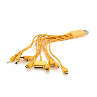USB кабель с переходниками 10 в 1, 0,2м, Yellow, ОЕМ Q500 YT-A10/1-Or фото