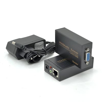 Активный удлинитель VGA сигнала до 100m по витой паре Cat5e/6e, 1080P, Black, BOX YT-AEC VGA1080P-100m фото