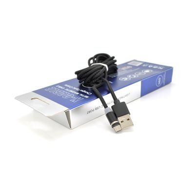 Магнитный кабель PiPo USB 2.0/Micro, 2m, 2А, тканевая оплетка, бронированный, съемник, Black, BOX 18165 фото