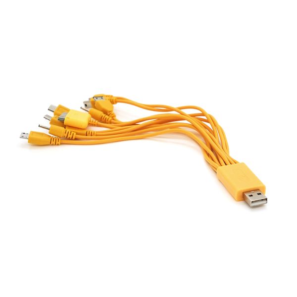 USB кабель с переходниками 10 в 1, 0,2м, Yellow, ОЕМ Q500 YT-A10/1-Or фото