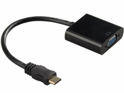 Конвертер mini HDMI (тато) на VGA (мама) 30cm, Black, 4K / 2K, Пакет YT-C-mnHDMI(M)/VGA(F)-B фото