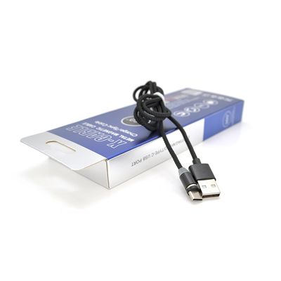 Магнітний кабель PiPo USB 2.0 /Type-C, 1m, 2А, тканинна оплетка, броньований, знімач, Black, BOX 18171 фото