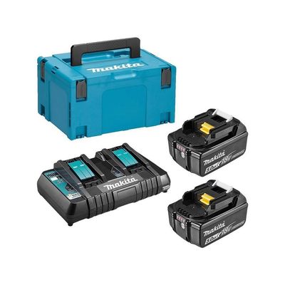 Набір акумуляторів Makita DC18RD + 2 x BL1850B 18V 5,0 Ah (зарядний пристрій + 2 акумулятори), Box DC18RD + 2 x BL1850B 18V фото