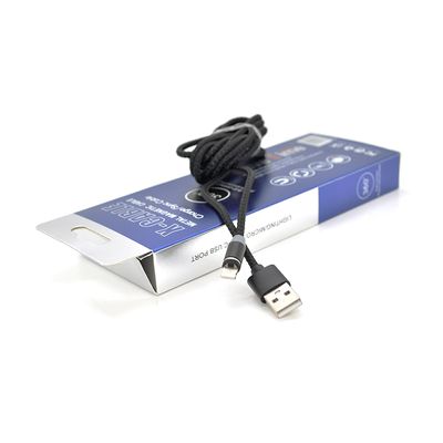 Магнитный кабель PiPo USB 2.0/Lighting, 2m, 2А, тканевая оплетка, бронированный, съемник, Black, BOX 18166 фото