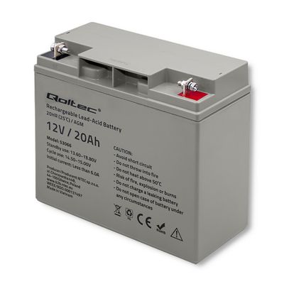 Аккумуляторная батарея AGM Qoltec QLT1220B, Grey Case, 12V 20.0Ah ( 181 х 77 х 167 ) Q2 QLT1220B фото