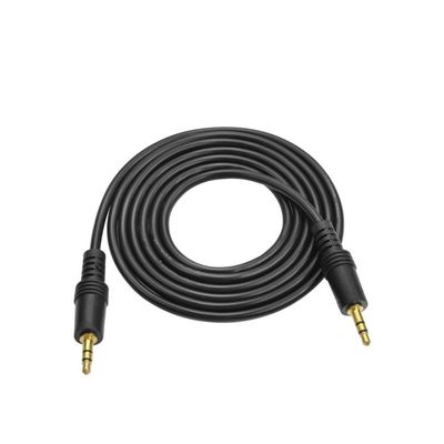 Кабель AUX Audio DC3.5 тато-тато 1.5м, GOLD Stereo Jack, (круглий) Black cable, Пакет Q500 YT-AUXGJ(M)/(M)-1.5-B фото