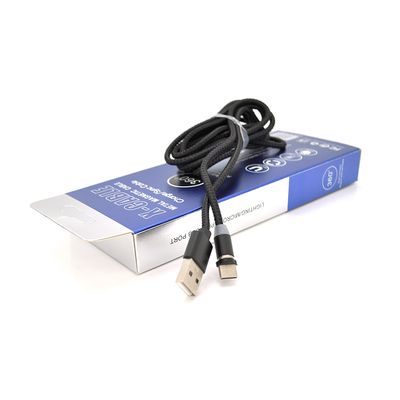 Магнитный кабель PiPo USB 2.0/Lighting, 1m, 2А, тканевая оплетка, бронированный, съемник, Black, BOX 18167 фото