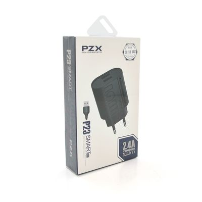 Набір 2 в 1 СЗУ With iPhone Cable 110-240V PZX P23, 2xUSB, 2,4A, Black, Blister-box YT-P23-L фото