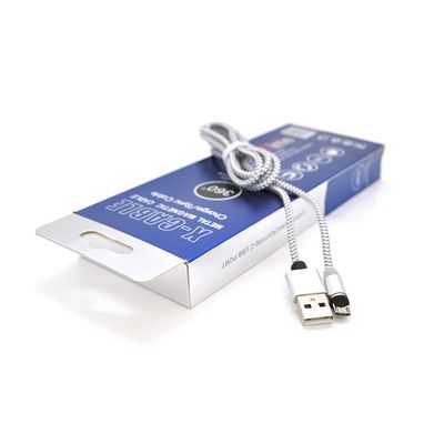 Магнитный кабель PiPo USB 2.0/Lighting, 1m, 2А, тканевая оплетка, бронированный, съемник, Silver, BOX 18168 фото