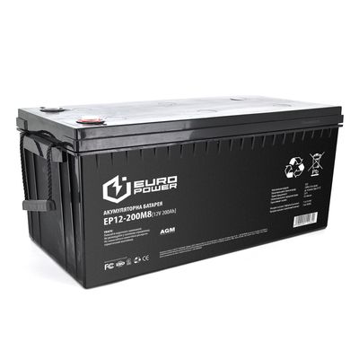 Аккумуляторная батарея EUROPOWER AGM EP12-200M8 12V 200Ah ( 522 x 240 x 219) Black Q1 EP12-200M8 фото