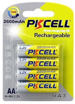 Аккумулятор PKCELL 1.2V AA 2600mAh NiMH Rechargeable Battery, 4 штуки в блистере цена за блистер, Q12 PC/AA2600-4B фото