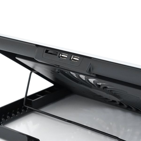 Підставка для ноутбука IceCoorel A18, 10-15.6", 1*180mm 580±10% RPM, корпус пластик+алюміній, 2xUSB 2.0, 350x225x26mm, Silver, Box, Q20 A18 фото