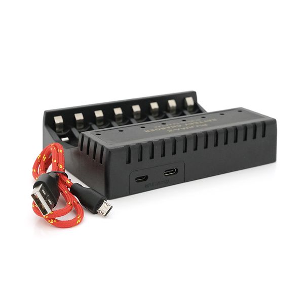 Зарядний пристрій універсальний PUJIMAX, 8 каналів, LED інд., підтримує Li-ion, Ni-MH і Ni-Cd AA (R6), ААA (R03), AAAA, С (R14), 1,2V 960mA PJ-802 фото