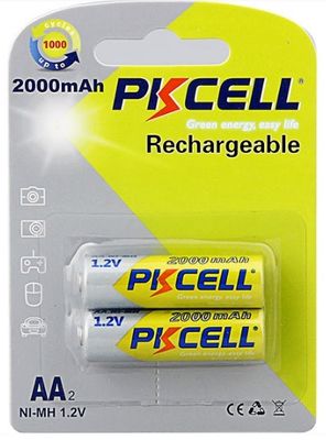 Аккумулятор PKCELL 1.2V AA 2000mAh NiMH Rechargeable Battery, 2 штуки в блистере цена за блистер, Q2 PC/AA2000-2BR фото