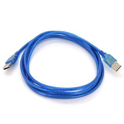 Кабель USB 2.0 RITAR AM/AM, 1.5m, 1 феррит, прозрачный синий YT-AM/AM-1.5TBL фото
