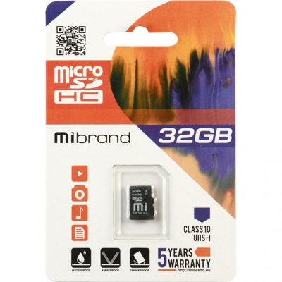 Карта Пам'яті Mibrand MicroSDHC 32gb UHS-1 10 Class ЦУ-00039999 фото