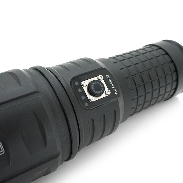 Ліхтар пошуковий PLD-AK138-TG LED PM60, 4 режими, power bank 8000mAh(4*18650), IP65, живлення від USB кабелю, 210х75х100мм, Чохол, Black, BOX PLD-AK138-TG фото