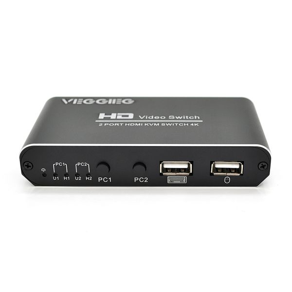 Активний VEGGIEG V-H201 KVM HDMI 2 * 1 спліттер, підтримує 2Kx4K, 30Hz, Black, Box V-H201 фото