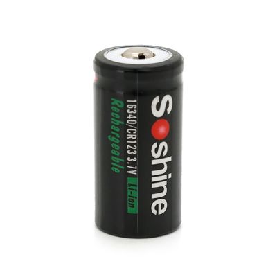 Акумулятор Soshine 16340/CR123 Li-Ion, 700mAh, 1A, 4.2/3.7/2.5V, Button Top, Black Soshine RCR123-3.7-700 фото