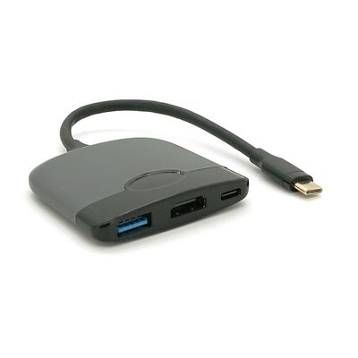 Хаб Type-C(папа) пластиковый, HDMI(мама)+USB3.0(мама)+PD(мама), 23cm, Black YT-HTC3in1 фото