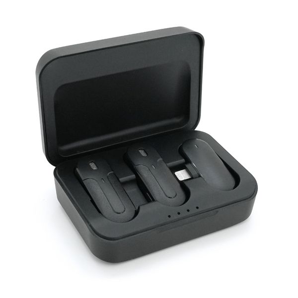 Петличний бездротовий мікрофон K83 (2шт)+ кейс, роз'єм Lighting, вбудований акумулятор 80 mAh, Black, Box NX-PBM/K83/2 фото