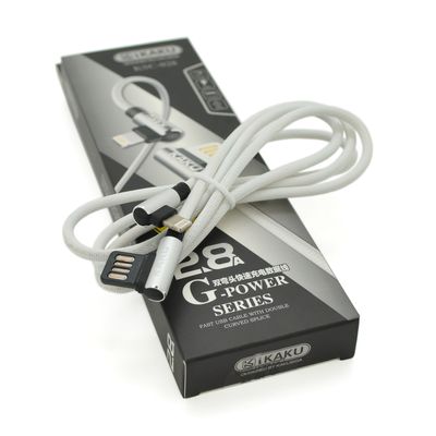 Кабель iKAKU KSC-028 JINDIAN charging data cable for iphone, Silver, длина 1м, 2.4A, BOX KSC-028-S-L фото