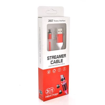 Магнитный кабель светящийся USB 2.0/Lighting, 1m, 2А, RED, OEM 12518 фото