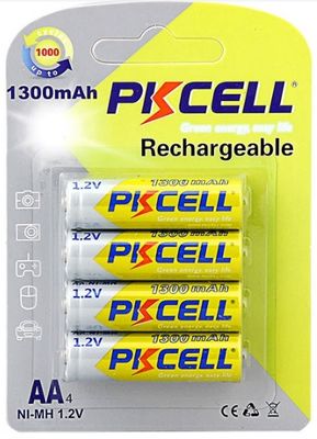 Аккумулятор PKCELL 1.2V AA 1300mAh NiMH Rechargeable Battery, 4 штуки в блистере цена за блистер, Q12 PC/AA1300-4BR фото