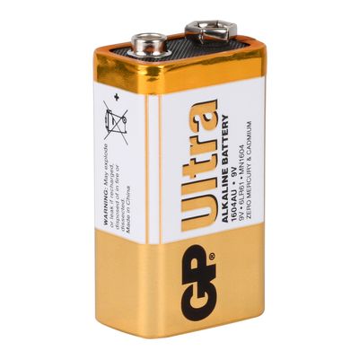 Батарейка щелочная GP ULTRA ALKALINE 1604AU-S1, 9V, крона, 6LF22 10 (100шт.) х10(10шт.) х1 в вакуумной упаковке цена за 1шт 1604AU-S1 фото