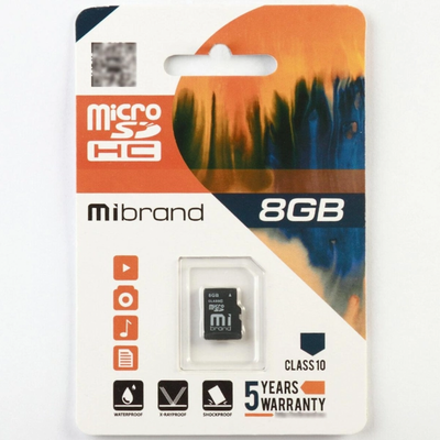 Карта Пам'яті Mibrand MicroSDHC 8gb 10 Class ЦУ-00041786 фото