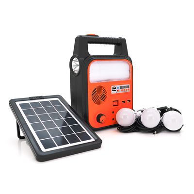 Переносний ліхтар RT902BT+Solar, 1+2 режими, диммер, Радіо+ Bluetooth колонка, вбудований аккум, 3 лампочки 3W, USB вихід, Black/Orange RT902BT+ фото
