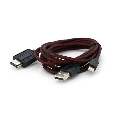 Конвертер MHL Lighting (папа) + USB (папа) => HDMI(папа) 1.8м, Black/Red, 4K/2K, BOX OT-7522F фото