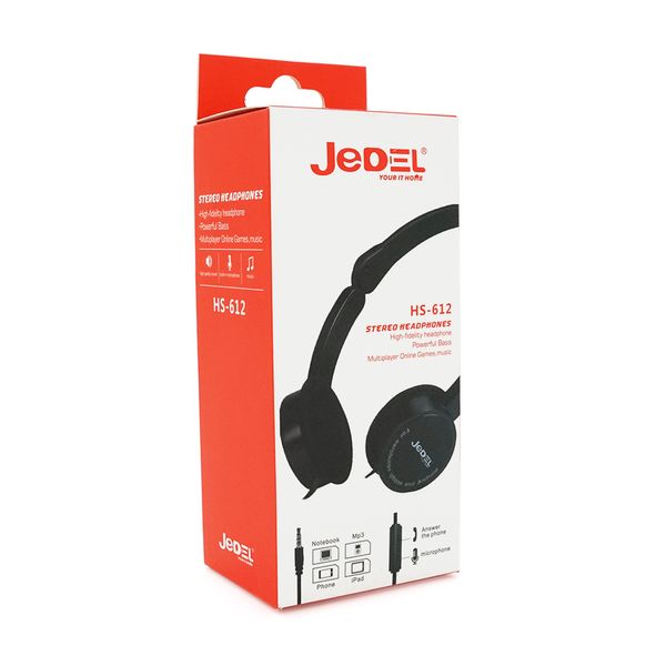 Навушники провідні Jedel HS-612, з мікрофоном, Black, Box HS-612 фото