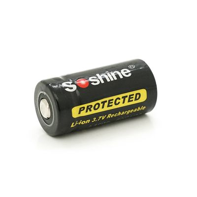 Акумулятор 16340/CR123 Li-Ion Soshine 16340P-3.7-700 Protected, 700mAh, 0.7A, 4.2/3.6/2.75V, Black Soshine 16340P-3.7-700 P фото