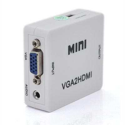 Конвертер Mini, VGA2HDMI, ВИХІД HDMI (мама), на ВХІД VGA (мама) 720P / 1080P, White, BOX YT-CM-VGA2/HDMI фото
