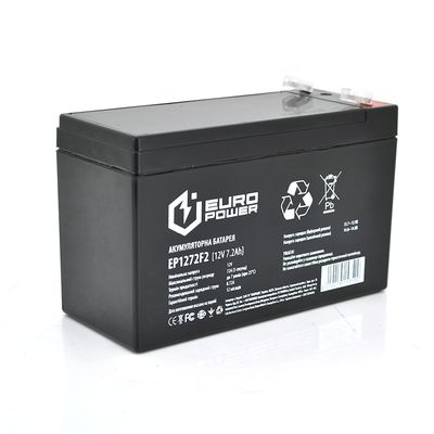 Акумуляторна батарея EUROPOWER AGM EP12-7.2F2 12 V 7,2 Ah (150 x 65 x 95 (100)) Black Q10 EP12-7.2F2 фото
