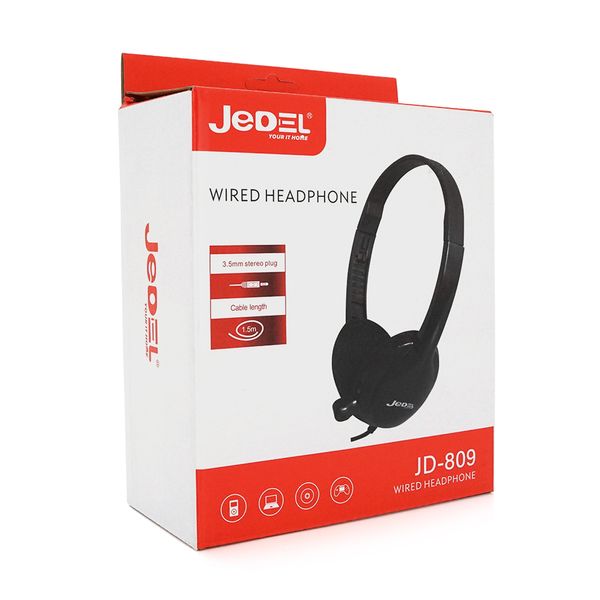 Навушники провідні Jedel JD-809, з мікрофоном, Black, Box JD-809 фото