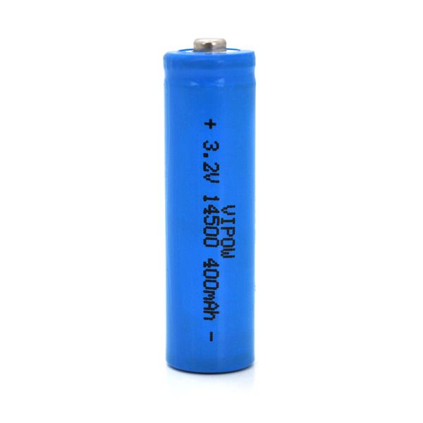 Литий-залiзо-фосфатний акумулятор 14500 Lifepo4 Vipow IFR14500 TipTop, 400mAh, 3.2V, Blue Q50/500 IFR14500-400mAhTT фото