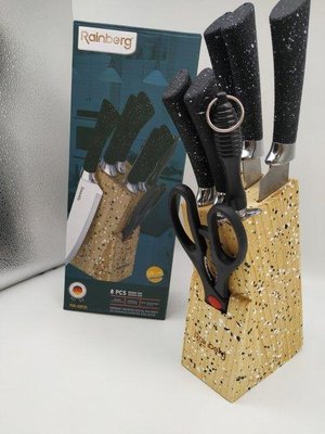 Набор ножей Rainberg RB-8806 на 8 предметов с ножницами + подставка Art-NRB8806 фото