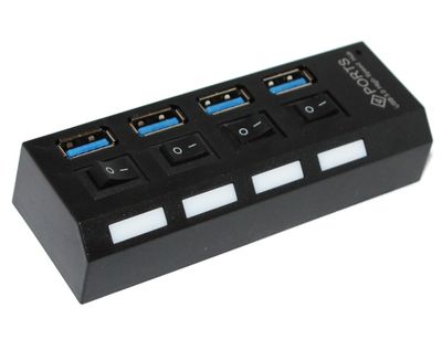Хаб USB 3.0, 4 порту, з перемикачами, підтримка до 1TB, Пакет YT-3H4S/1TB фото