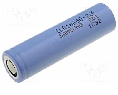 Аккумулятор 18650 Li-Ion Samsung ICR18650-22P, 2200mAh, 10A, 4.2/3.62/2.75V, Blue, 2 шт в упаковке, цена за 1 шт ICR18650-22P фото
