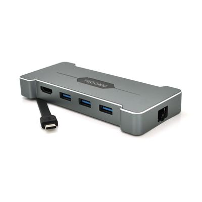 Хаб-конвертор VEGGIEG TC06 Type-C (тато) на Type-C (мама) + USB3.0 * 3 (мама) + HDMI (мама), Silver, Box TC06 фото