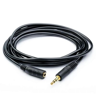 Подовжувач Audio DC3.5 тато-мама 3.0м, GOLD Stereo Jack, (круглий) Black cable, Пакет Q300 YT-AUXCCA(M)/(F)-3.0-B фото