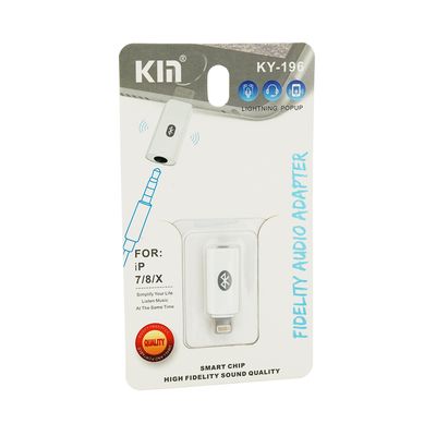 Переходник KIN KY-196 Lighting(M) => Jack 3.5mm(F)+Bluetooth, White, Box KY-196 фото