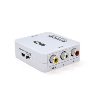 Конвертер Mini, AV to HDMI, ВХІД 3RCA (мама) на ВИХІД HDMI (мама), 720P / 1080P, White, BOX YT-CM-AV/HDMI/W фото