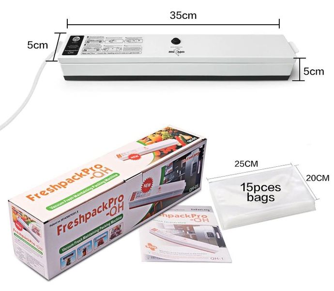 Прибор для вакуумной упаковки продуктов, Freshpack Pro вакууматор HQ-1, для длительного хранения + пакеты Art-ST742 фото