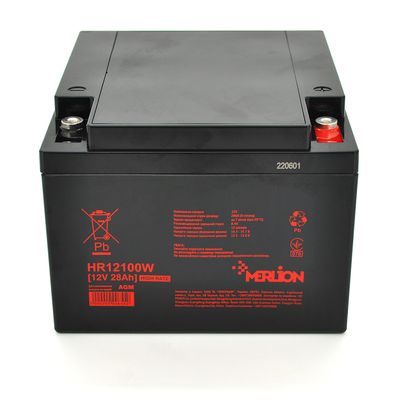 Аккумуляторная батарея MERLION HR12100W, 12V 28Ah Black ( 166 х 175 х 125 (125) ) HR12100W фото
