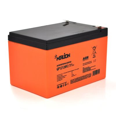 Аккумуляторная батарея MERLION AGM GP12120F2 PREMIUM 12 V 12 Ah ( 150 x 98 x 95 (100) ) Orange Q6 GP12120F2PREMIUM фото